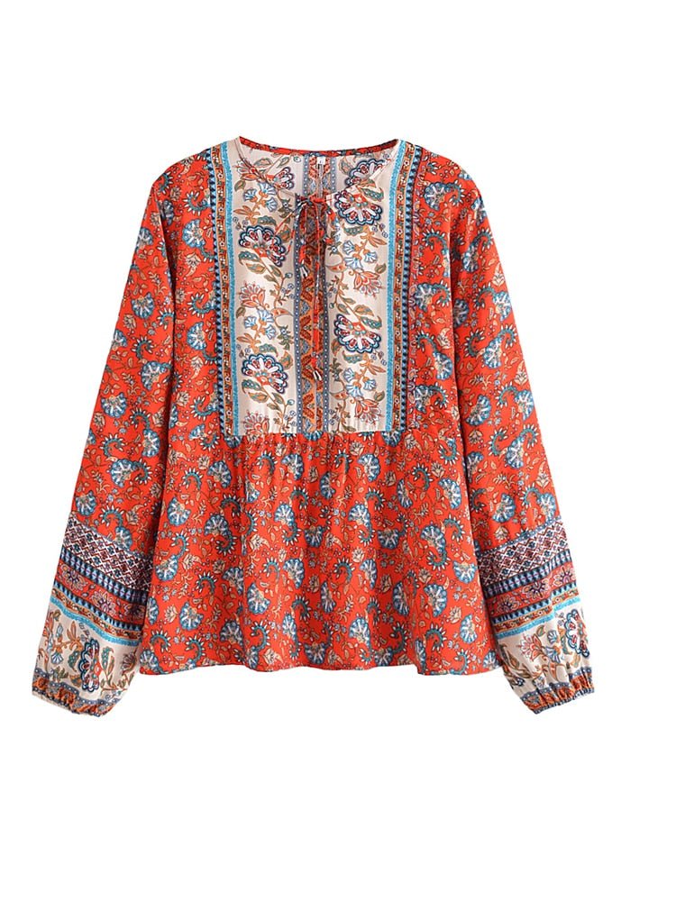 Women's Cotton / Rayon Long Sleeve Boho Top | S-L | 2 Colours