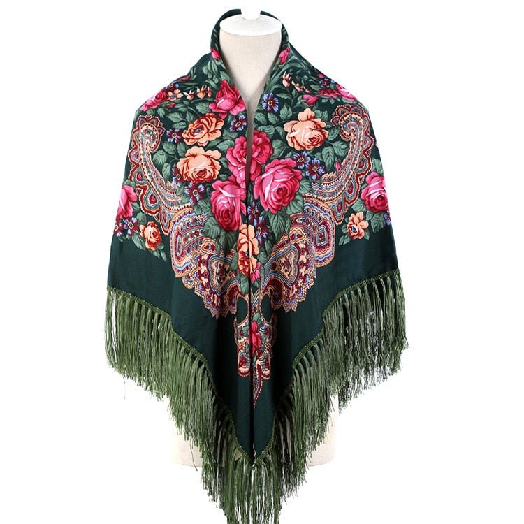 Women's Winter Hippie Flower Printered Poncho Cape | Various Colours | Free Size