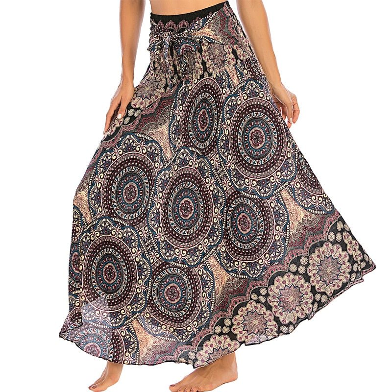 Women's Native Swirls Versatile Bohemian Skirt Dress | Dual Purpose | Free Size