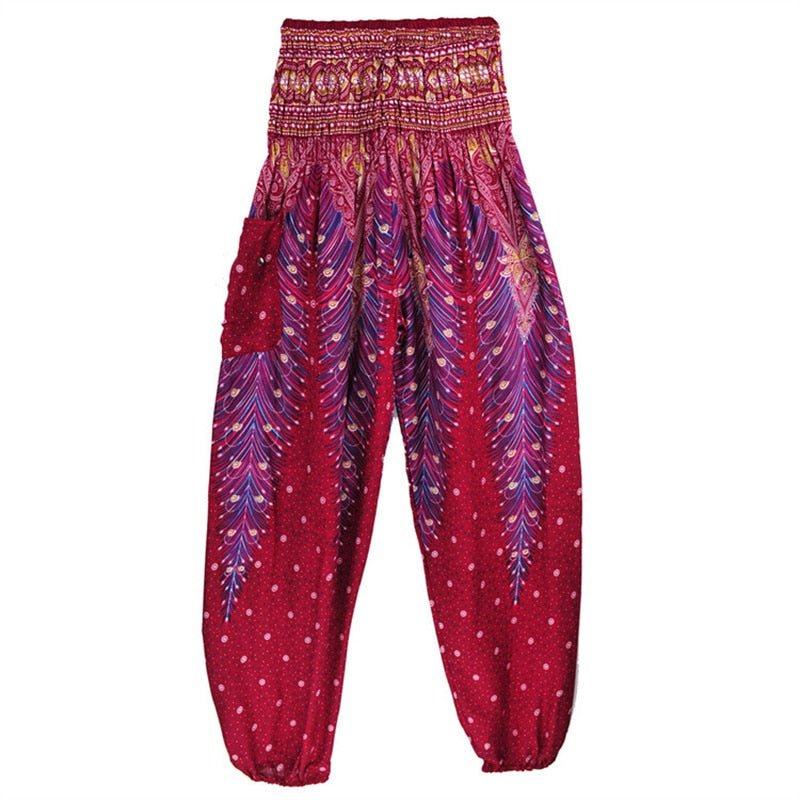 Women's Hippie Yoga Pants | Red Genie Design | Free Size