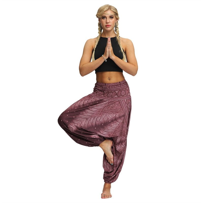 Hippie Boho Loose Yoga Harem Pants | Maroon Genie Design | One Size