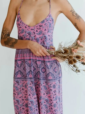 Women's Purple Casual Hippie Peace Dress | Sleeveless | S-XL