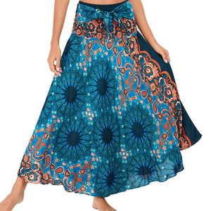 Women's Blue Flower Child Versatile Bohemian Skirt Dress | Dual Purpose | Free Size