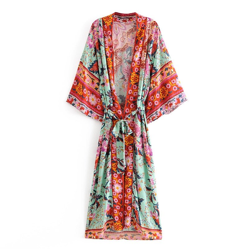 Women's Bohemian Peacok Kimono Bikini Cover Up | Various Colours | S-L