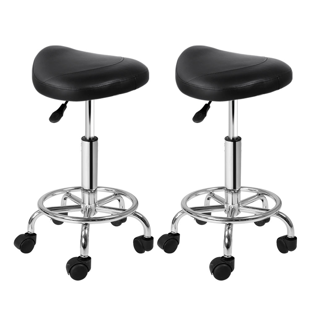 2-Pack Saddle Salon Stools | Black Hydraulic Lift