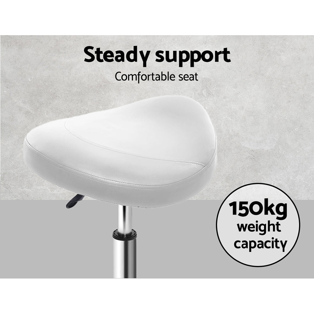 White Saddle Salon Stool With Hydraulic Lift