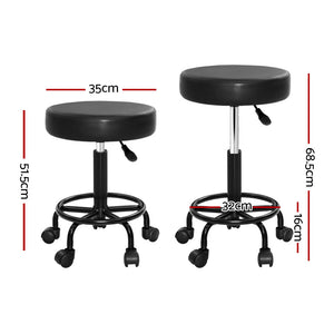 2X Salon Stool | Swivel Round Barber Hair Bar Stools | Hydraulic Lift | Black