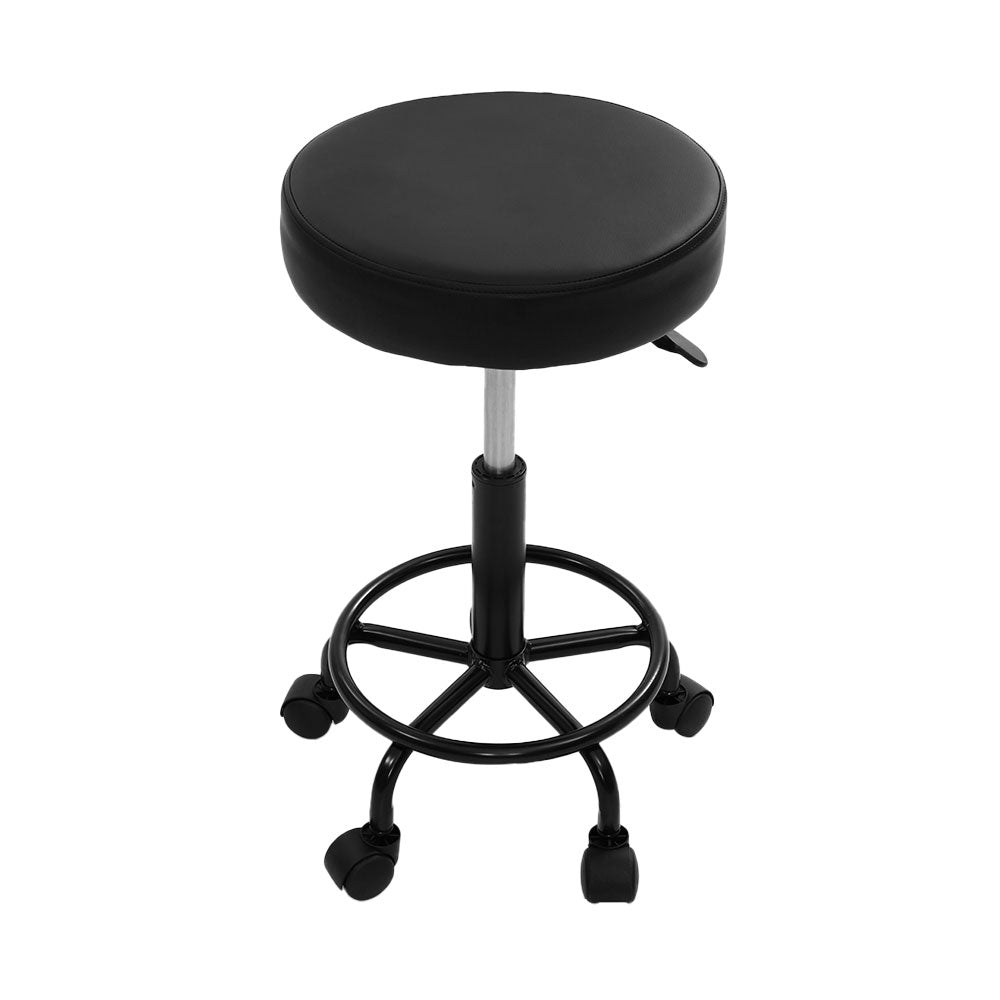 2X Salon Stool | Swivel Round Barber Hair Bar Stools | Hydraulic Lift | Black