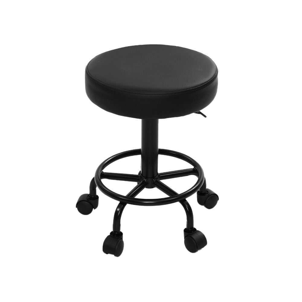 2X Salon Stool | Swivel Round Barber Hair Bar Stools | Hydraulic Lift | Black