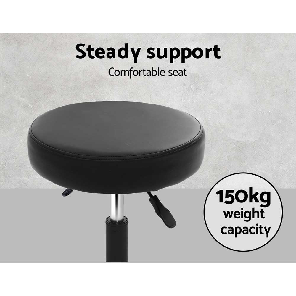 2X Salon Stool | Swivel Round Barber Hair Bar Stools | Hydraulic Lift | Black