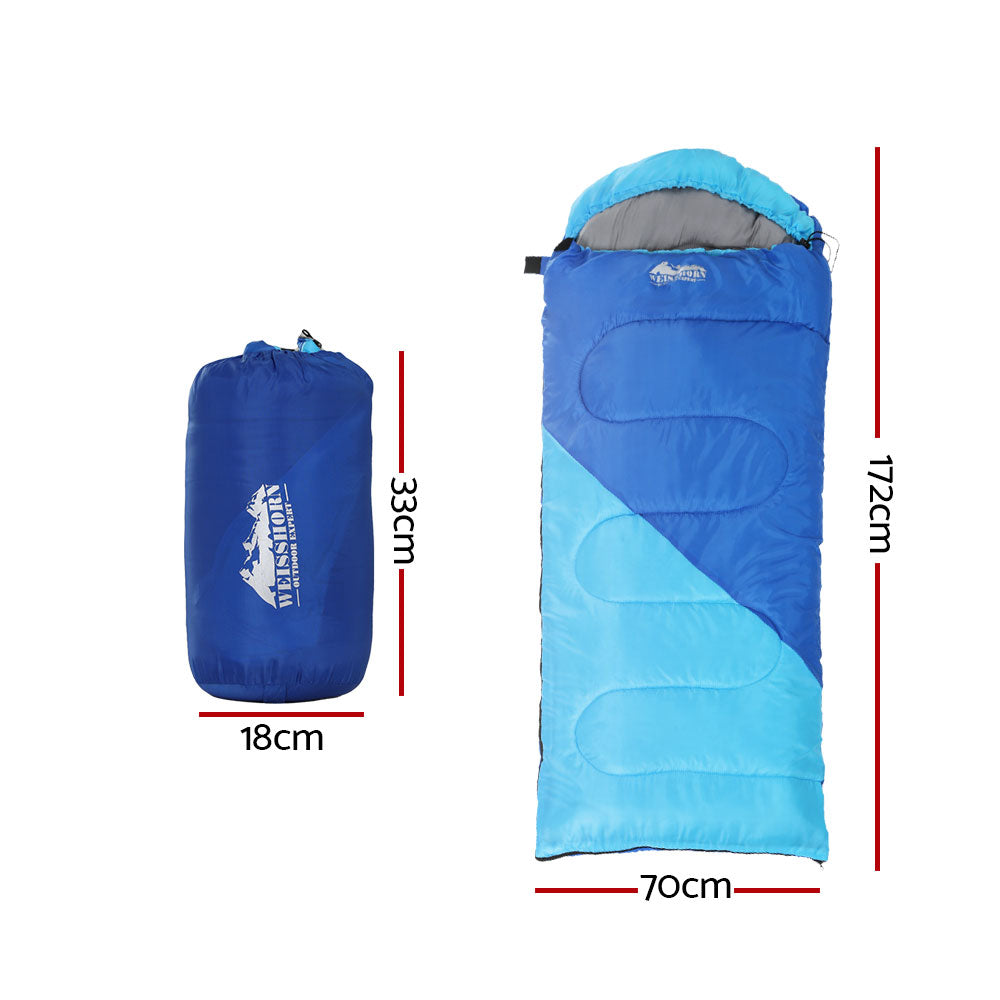 Weisshorn Kid's Sleeping Bag | Camping Hiking Thermal | Blue | 172cm