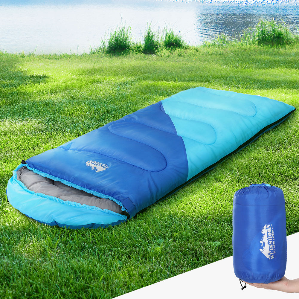 Weisshorn Kid's Sleeping Bag | Camping Hiking Thermal | Blue | 172cm