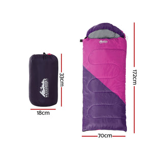 Weisshorn Kid's Sleeping Bag | Camping Hiking Thermal | Pink | 172cm