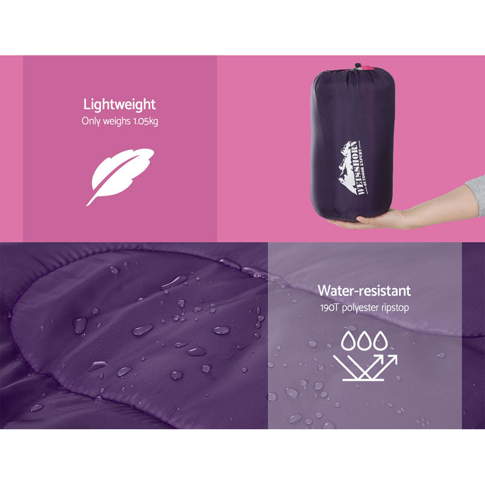 Weisshorn Kid's Sleeping Bag | Camping Hiking Thermal | Pink | 172cm