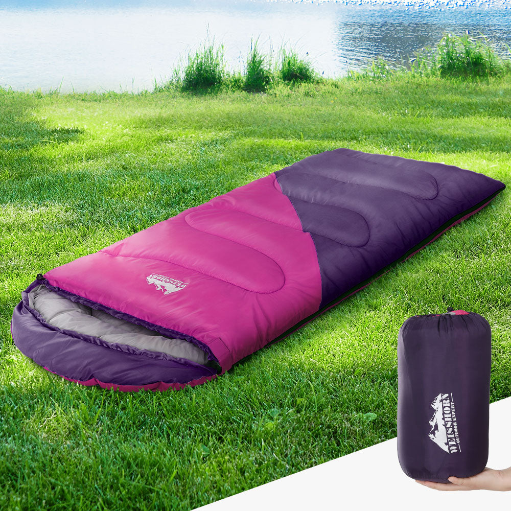 Weisshorn Kid's Sleeping Bag | Camping Hiking Thermal | Pink | 172cm