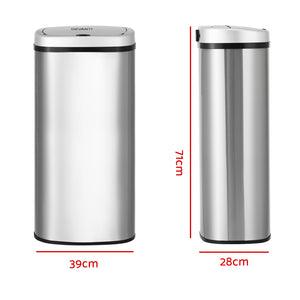Devanti 60L Sensor Bin | Motion Rubbish Stainless Trash Can | Automatic Touch Free