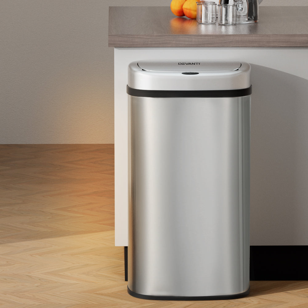 Devanti 60L Sensor Bin | Motion Rubbish Stainless Trash Can | Automatic Touch Free