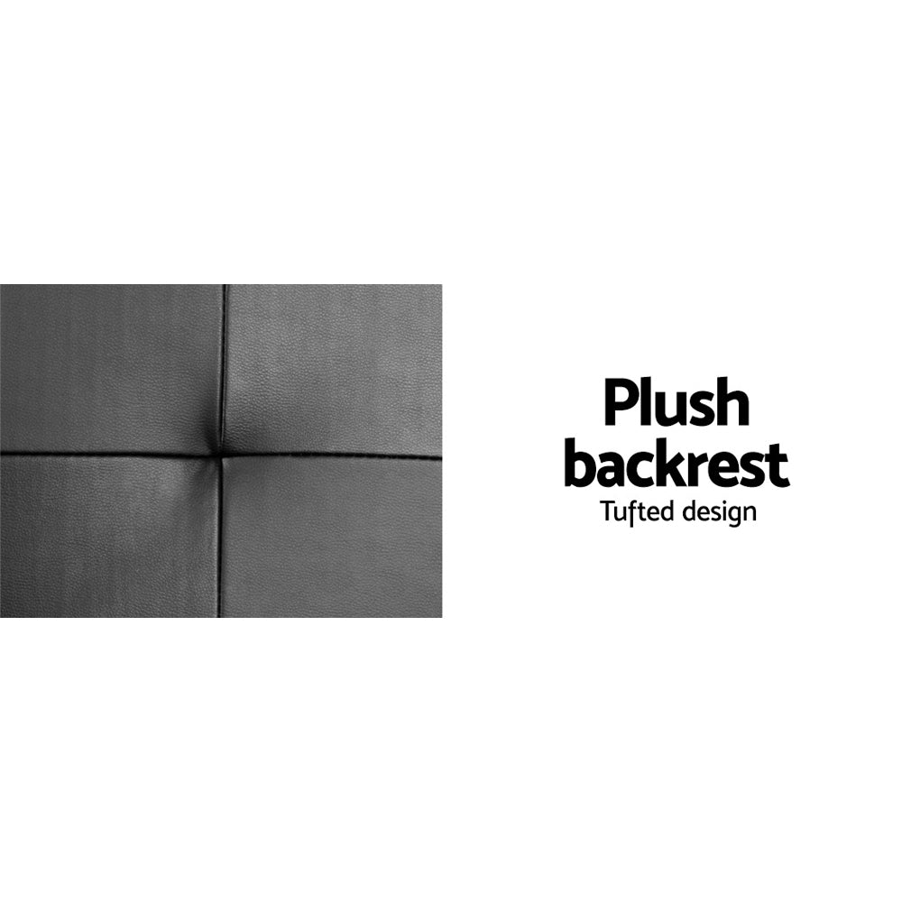 Black 3 Seater PU Leather Sofa Bed