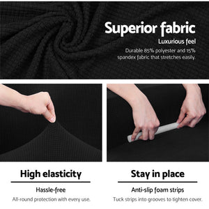 Black High Stretch Sofa Cover / Lounge Protector For 3 Seaters