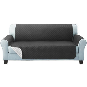 Dark Grey Quilted Sofa / Couch Cover Protector - 3 Seater