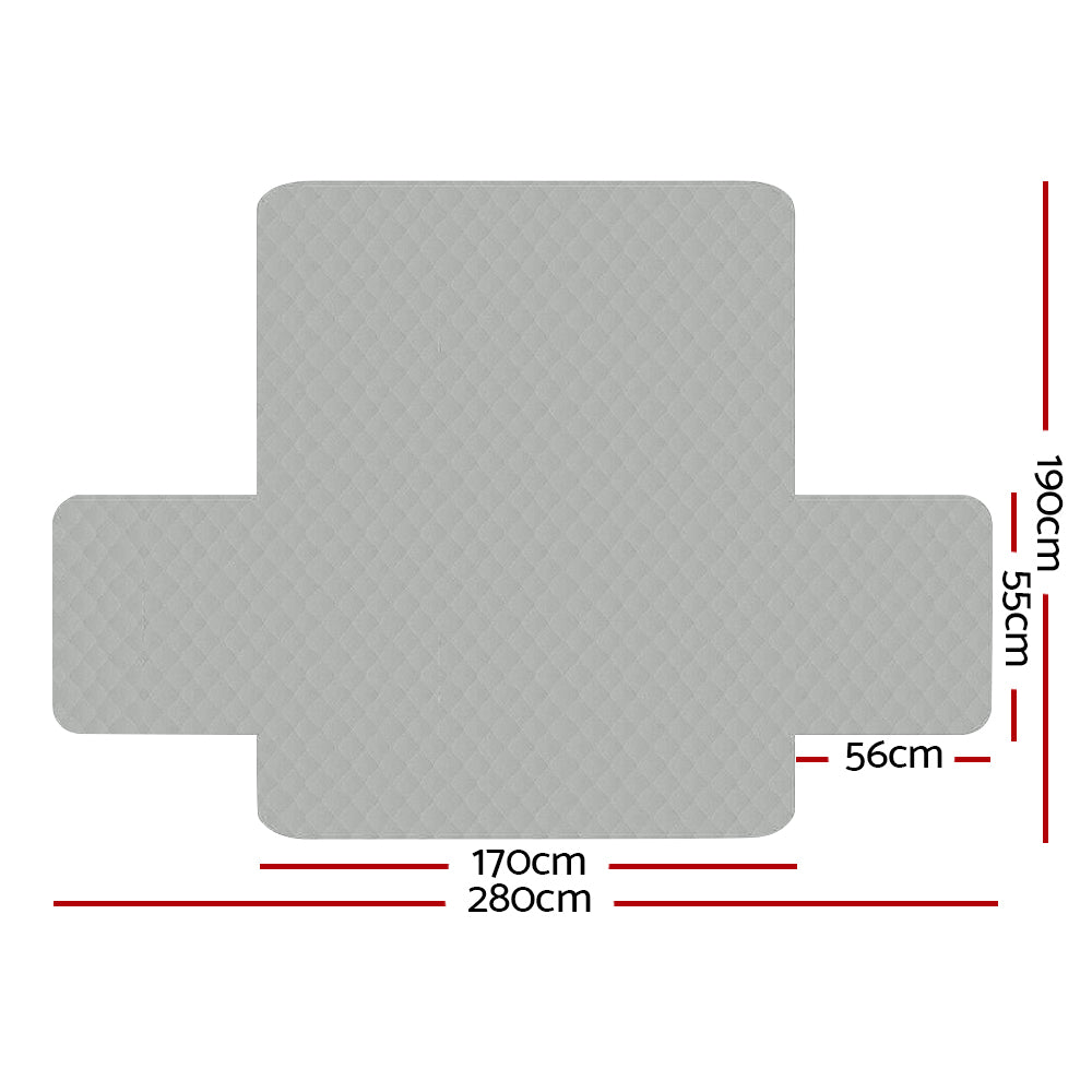 Grey Quilted Sofa / Couch Cover Protector - 3 Seater