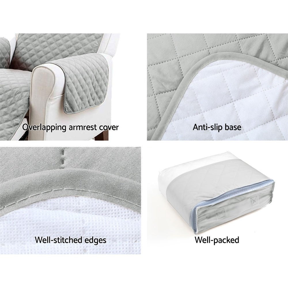 Grey Quilted Sofa / Couch Cover Protector - 3 Seater