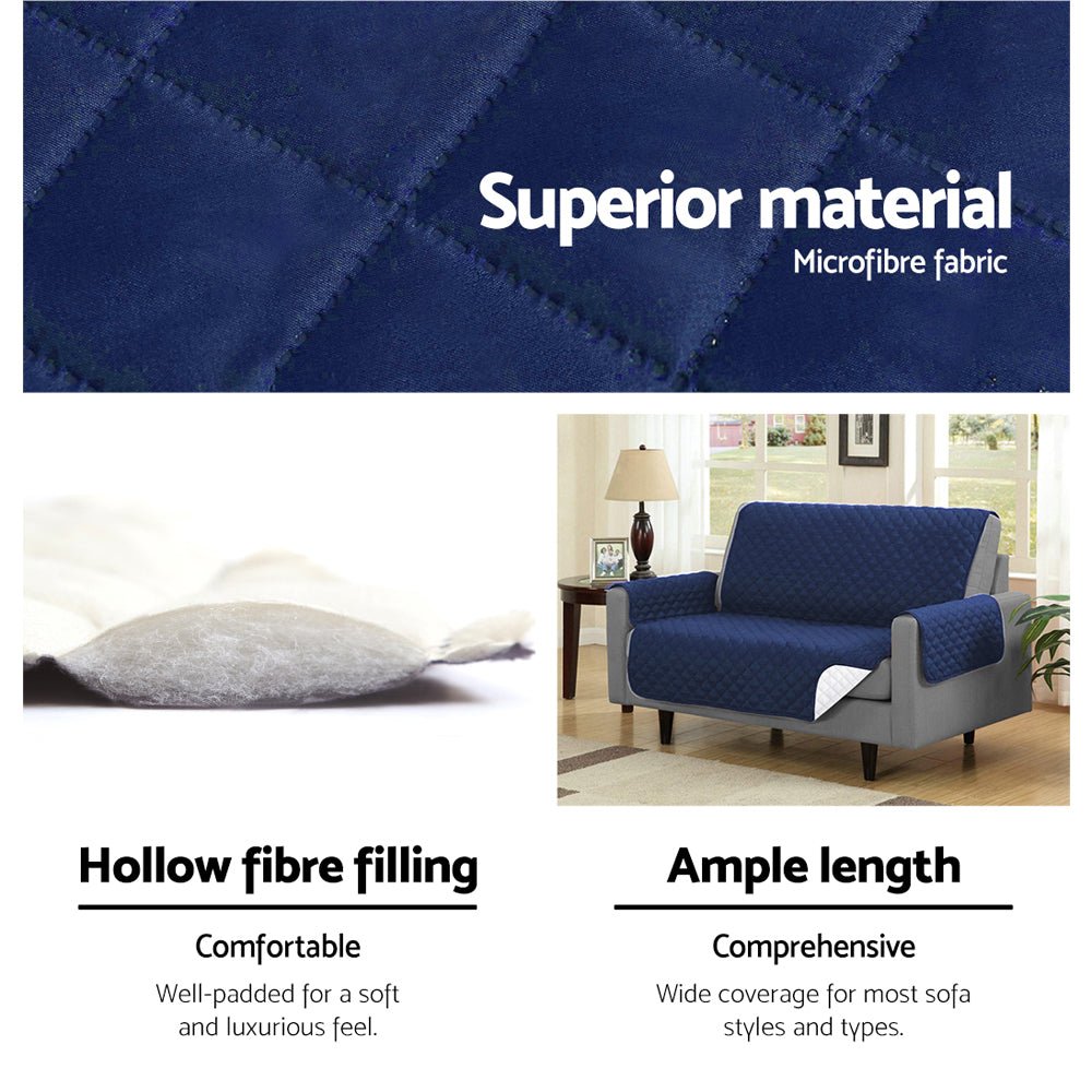 Navy Quilted Sofa / Couch Cover Protector - 3 Seater