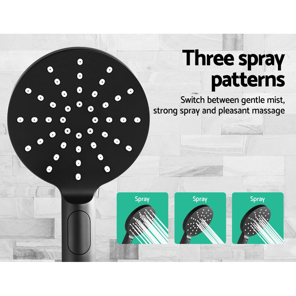 Rain Shower Head Set | WELS 9" Round Handheld High Pressure Wall | Black