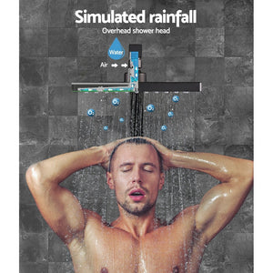 WEls 8" Rain Shower Head Set | Square | High Pressure | Wall Arm | DIY | Black