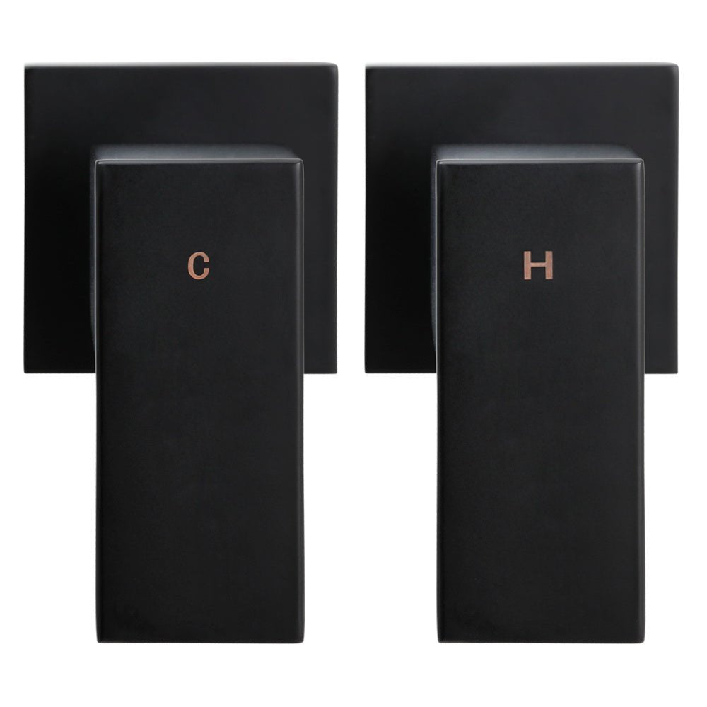 WEls 8" Rain Shower Head Taps | Square | High Pressure | Wall Arm | DIY | Black