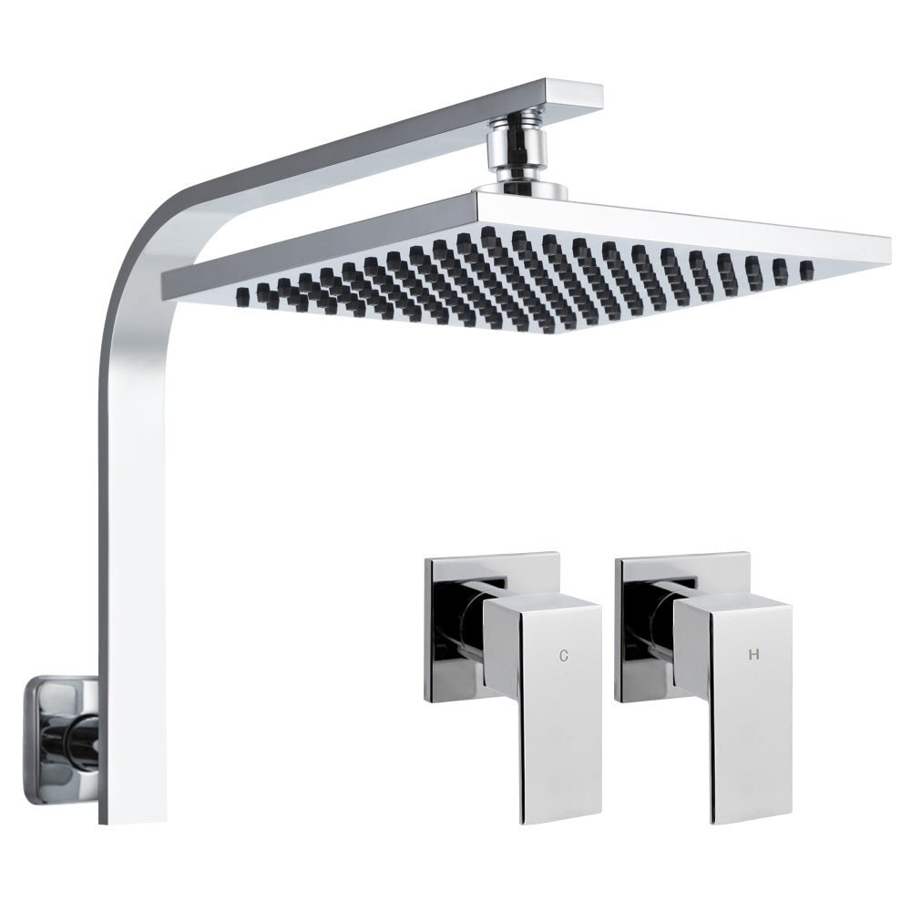 Rain Shower Head Taps | Square | WElS 8'' | High Pressure | Wall Arm | DIY | Chrome