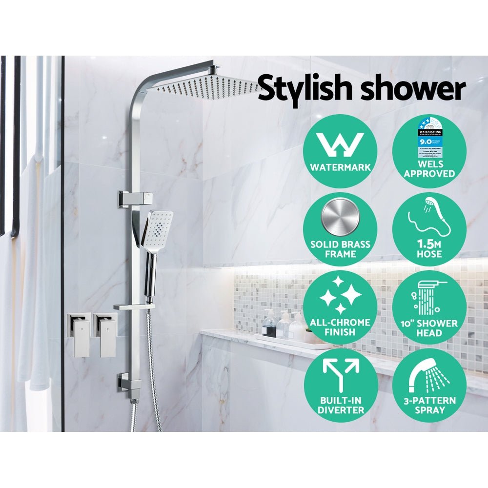 Rain Shower Head Taps | Round | WELS 10'' | Handheld | High Pressure | Wall | Chrome