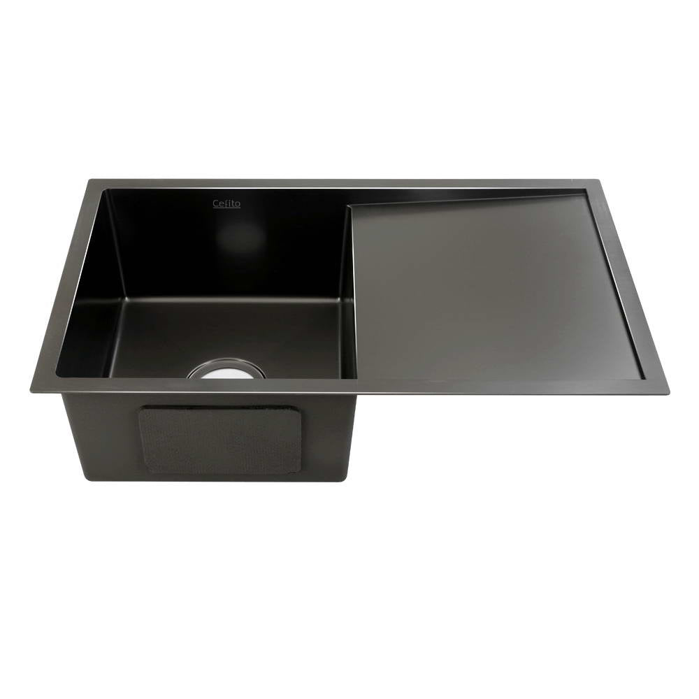 Cefito 75cm x 45cm Stainless Steel Kitchen Sink - Under/Top/Flush Mount | Black