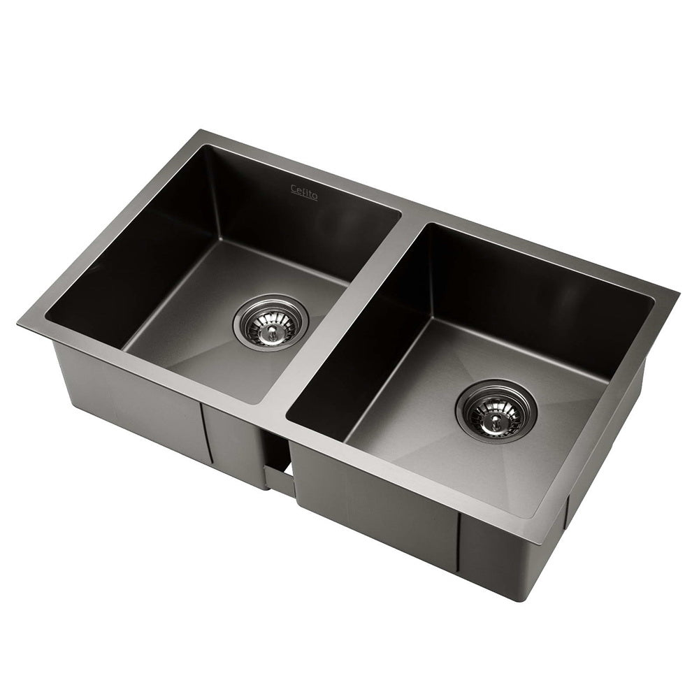 Stainless Steel Kitchen Sink | Under/Top/Flush Mount | 77cm x 45cm | Black