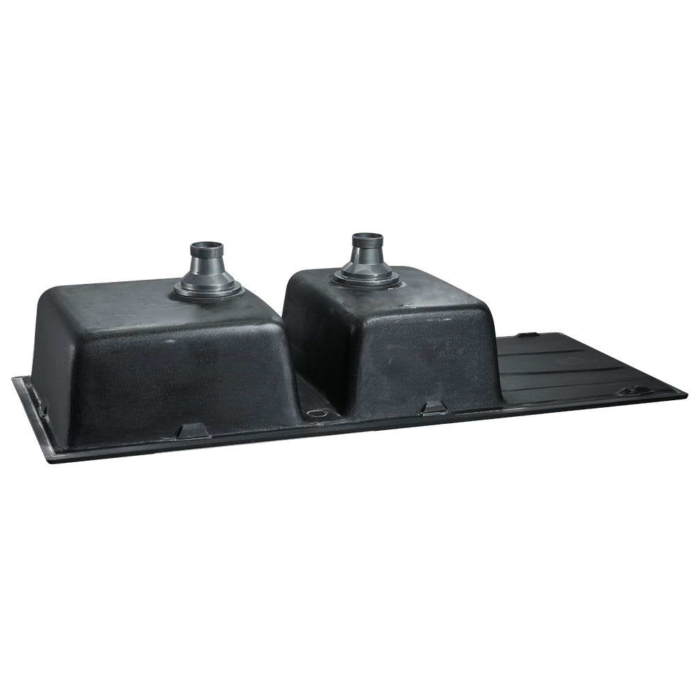 Stone Kitchen Sink | 1160x500mm | Granite Under/Topmount | Double Bowl | Black