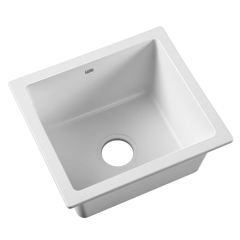 Granite Kitchen Sink | 460X410MM Under/Topmount Basin Bowl Laundry | White