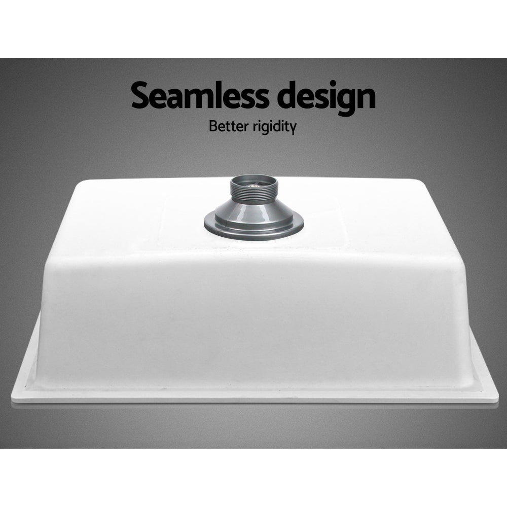Stone Kitchen Sink | Granite | 610X470MM | Under/Topmount | Basin Bowl | Laundry | White
