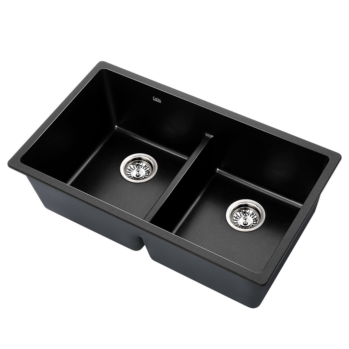 Granite Kitchen Sink | 790X460MM Under/Topmount Basin Double Bowl | Black