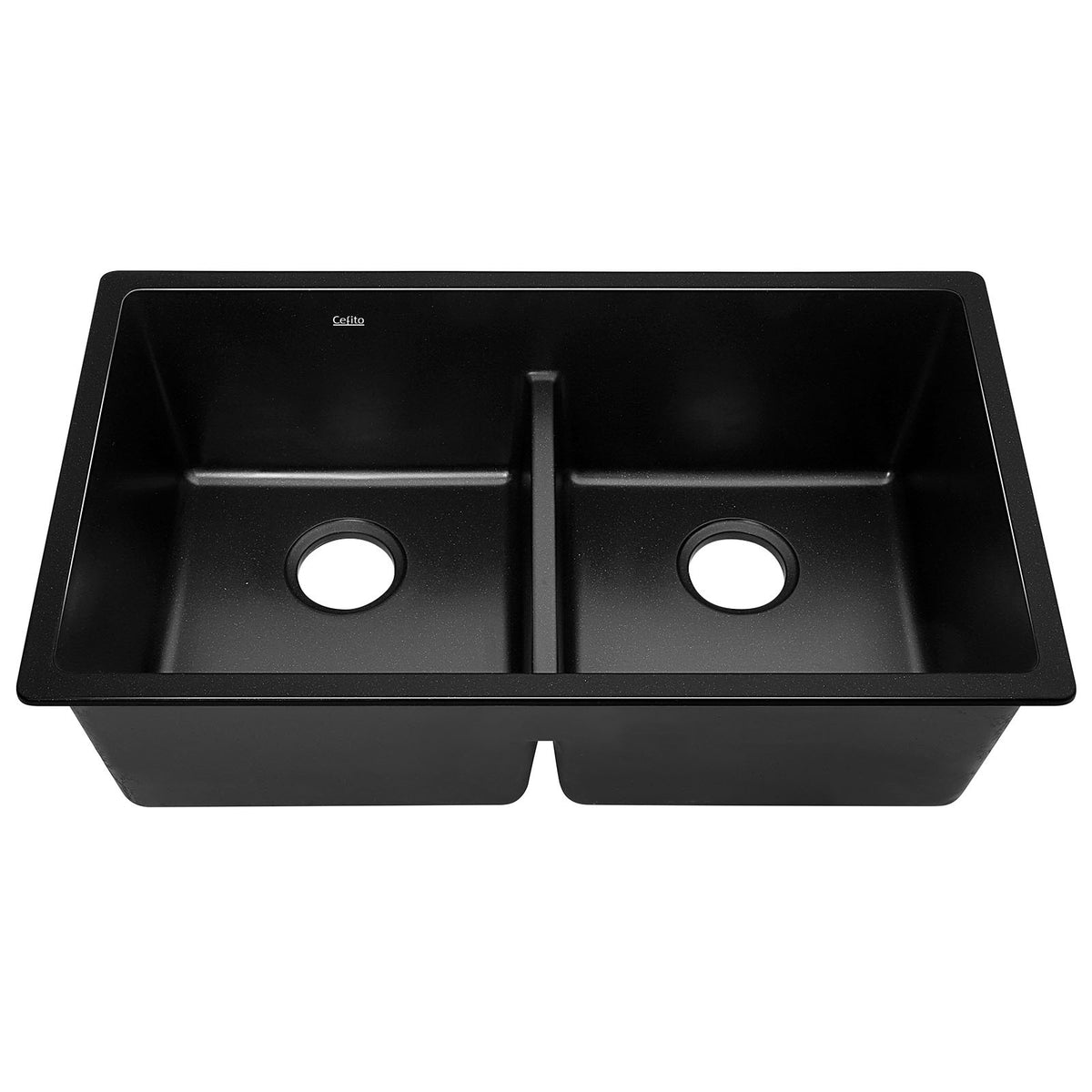 Granite Kitchen Sink | 790X460MM Under/Topmount Basin Double Bowl | Black