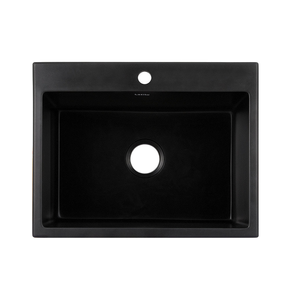 Kitchen Sink Granite Stone Basin Single Bowl | Black 600mmx470mm