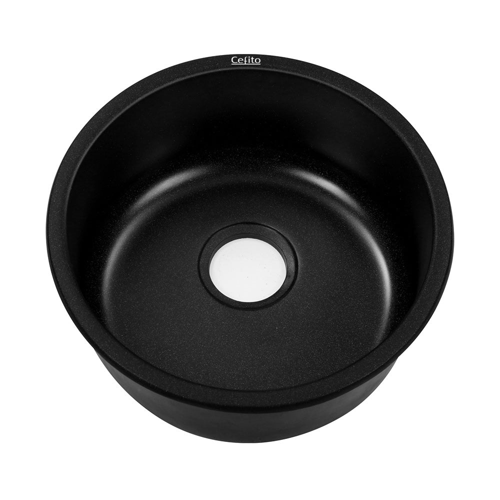 Stone Kitchen Sink | Granite | Round | 430MM | Under/Topmount | Basin | Black