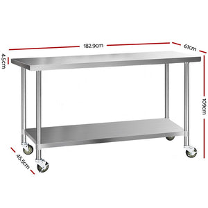 Commercial Hydroponic / Nursery Stainless Steel Work Bench - 1829MM x 610MM