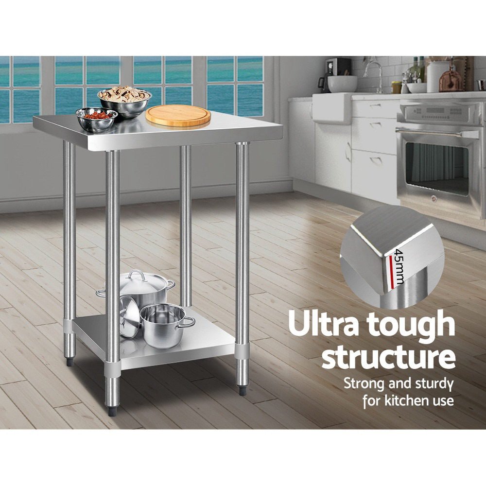 Stainless Steel Kitchen Bench | 610 x 610mm Commercial