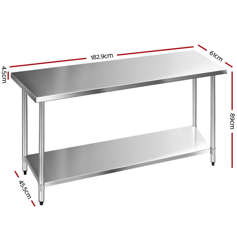 Commercial Hydroponic Stainless Steel Bench - 610 x 1829mm