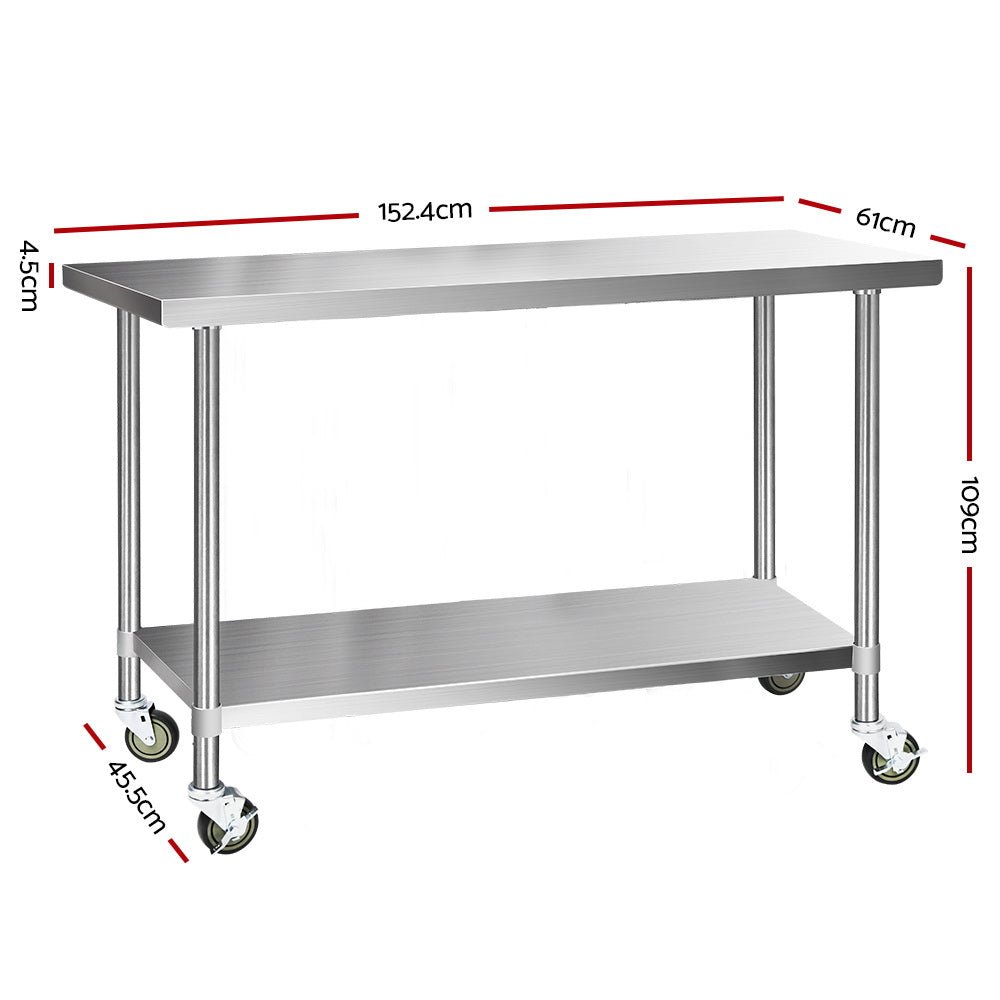 Commercial Hydroponic / Nursery Stainless Steel Work Bench - 1524MM x 610MM