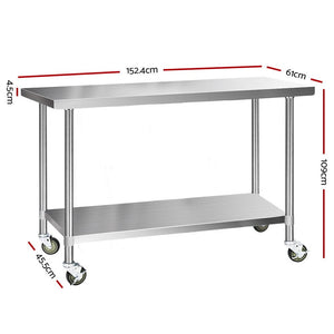 Commercial Hydroponic / Nursery Stainless Steel Work Bench - 1524MM x 610MM