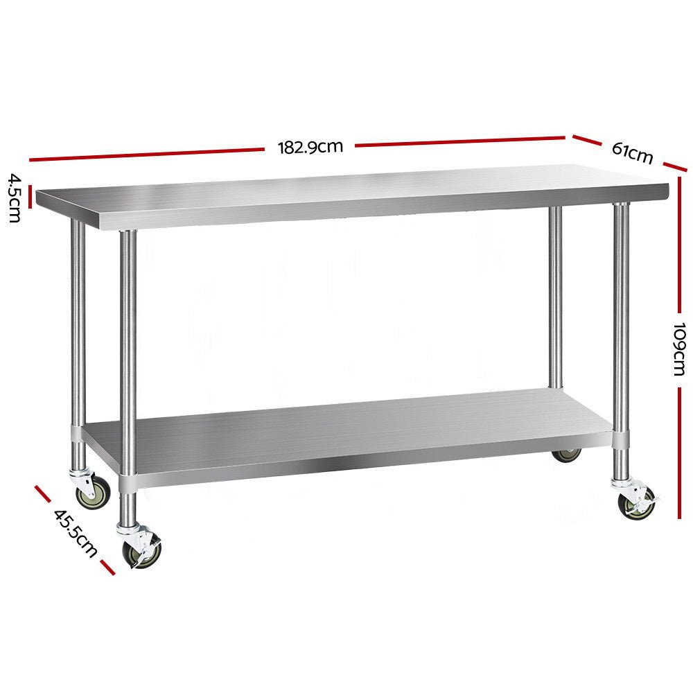 Commercial Hydroponic / Nursery Stainless Steel Work Bench - 1829MM x 610MM