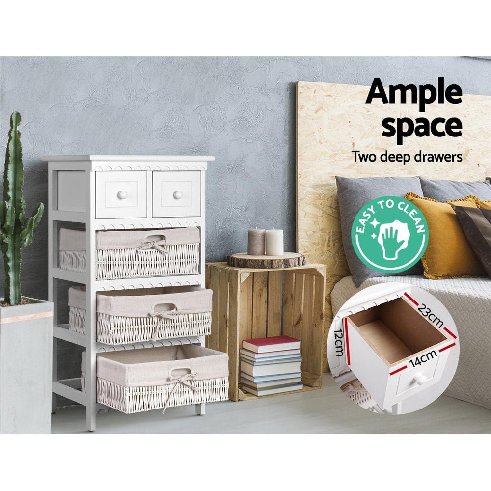 Artiss 3 Basket Storage Drawers - White - The Hippie House