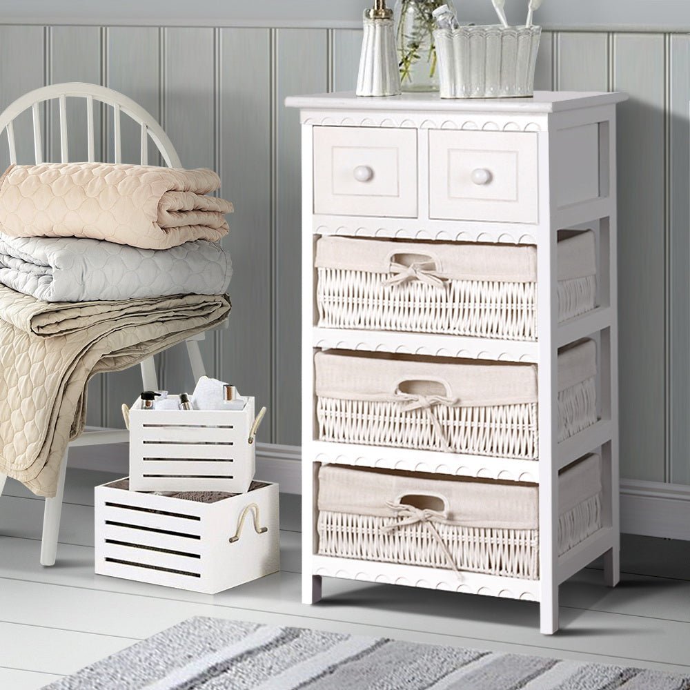 Artiss 3 Basket Storage Drawers - White - The Hippie House