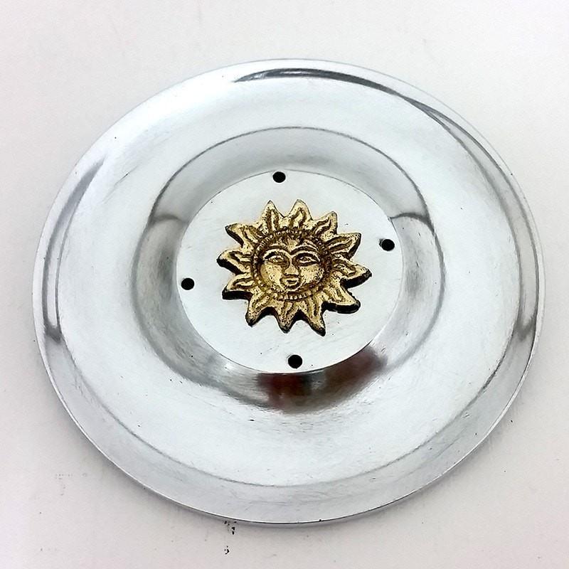 White Metal Incense Holder - Sun